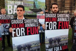 Rally outside Parliament against grouse shooting 2016