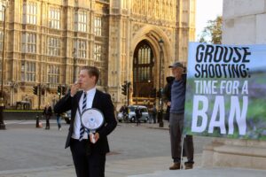 Rally outside Parliament against grouse shooting 2016