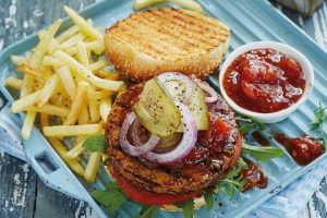 Fry's Traditional-Style Burger with Tomato Relish