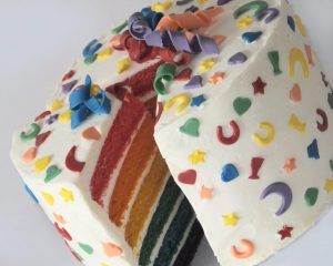 Vegan Cakery rainbow confetti cake