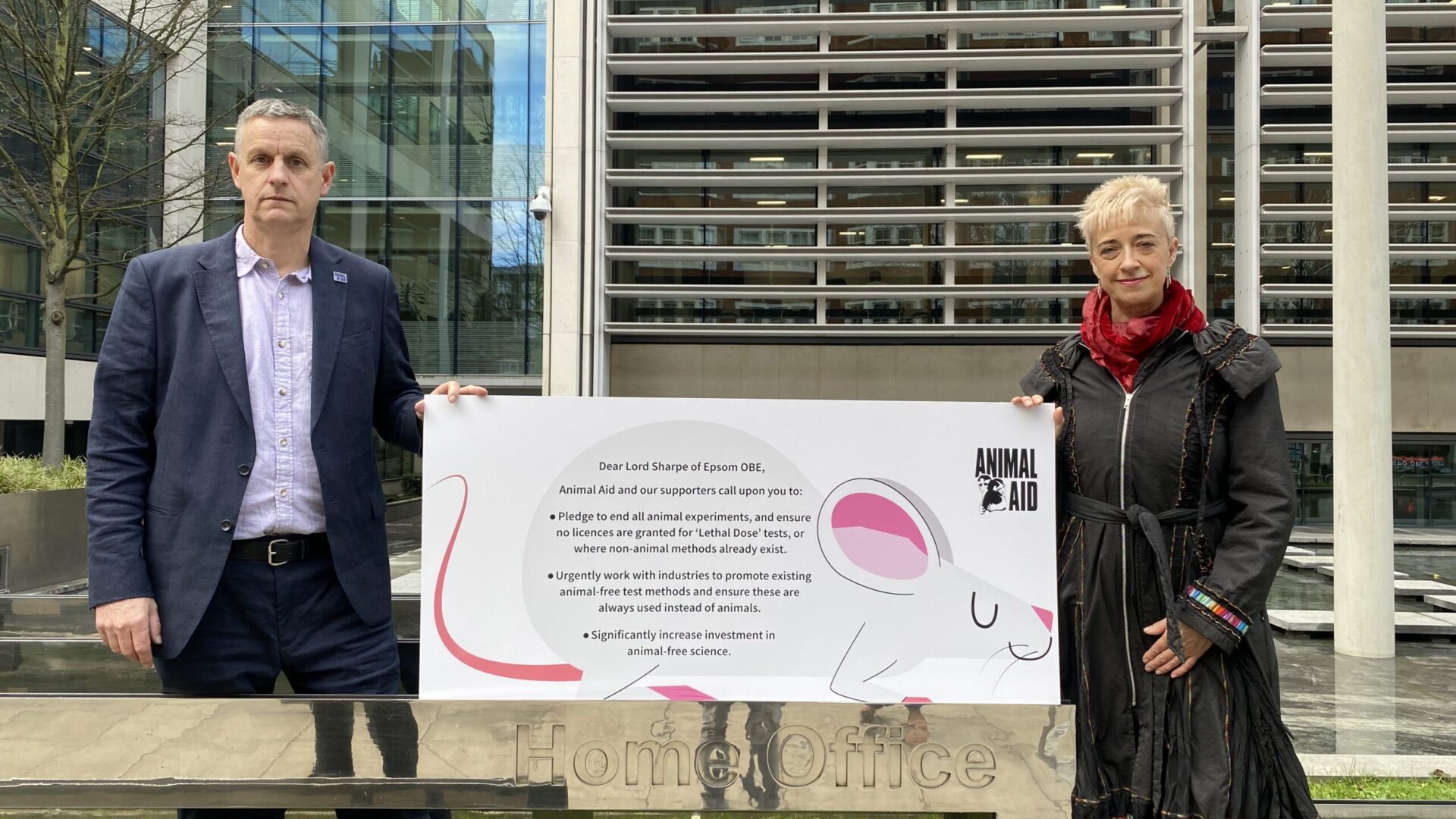 Animal Aid Director Iain Green & Dr Carol Treasure at the Home Office