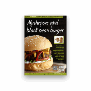 Good food ideas: Mushroom and black bean burger (A2 poster)