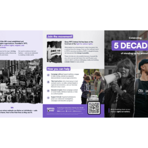 Celebrating 5 Decades of Animal Aid (A5 leaflet)
